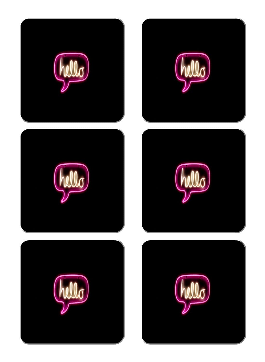 6-Piece Printed Coaster Set Black/Pink/White 15 x 15cm