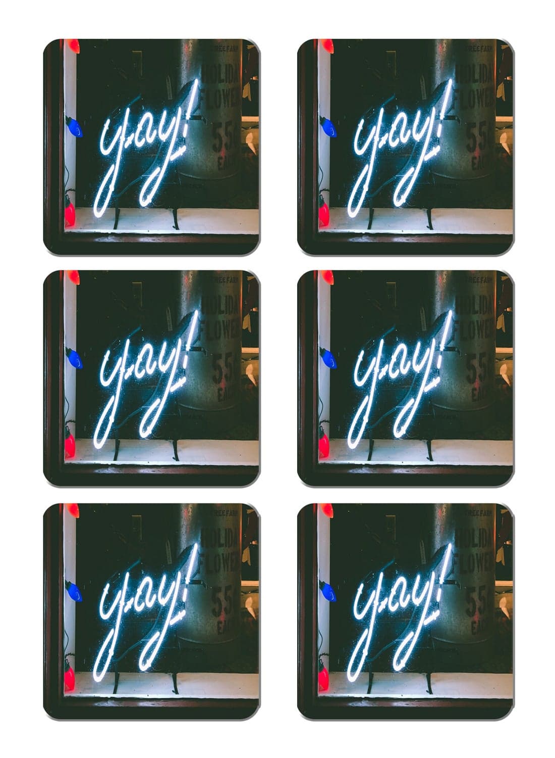 6-Piece Printed Coaster Set Multicolour 15 x 15cm