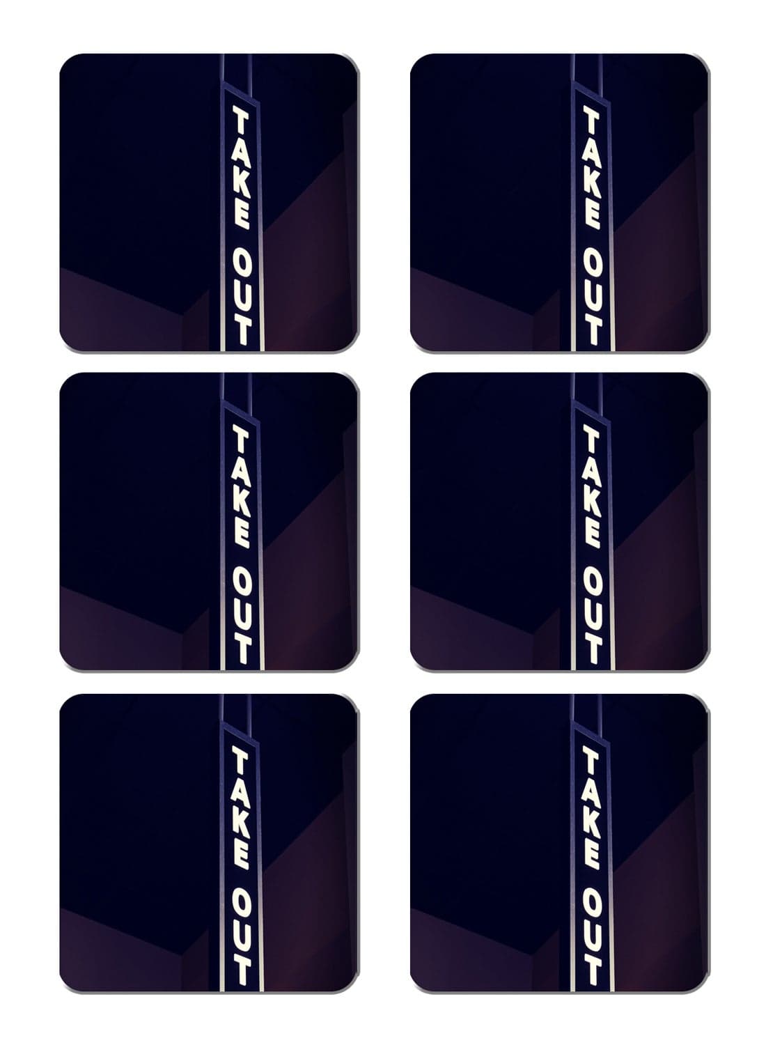 6-Piece Printed Coaster Set White/Blue 15 x 15cm