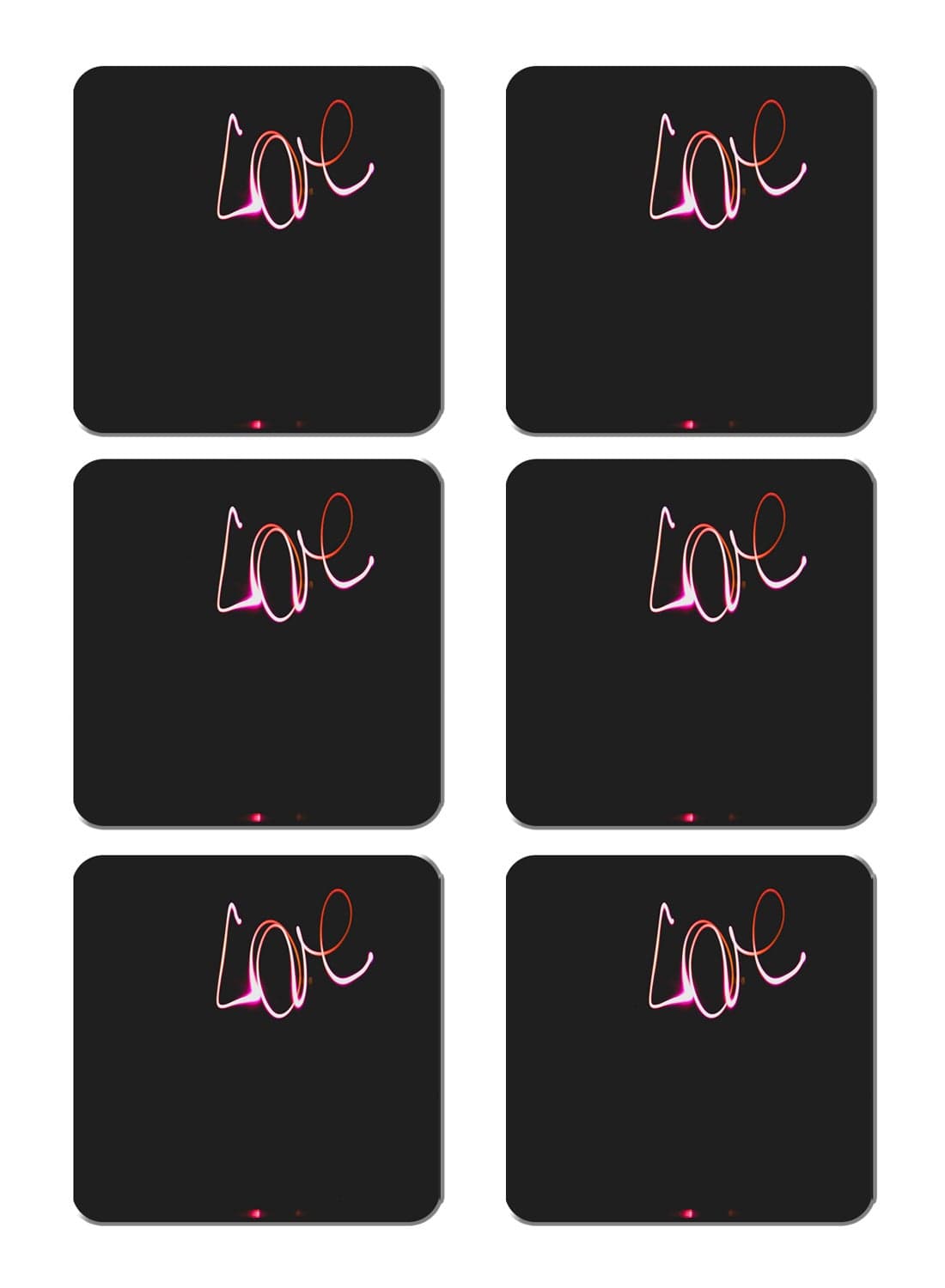 6-Piece Printed Coaster Set Black 15 x 15cm