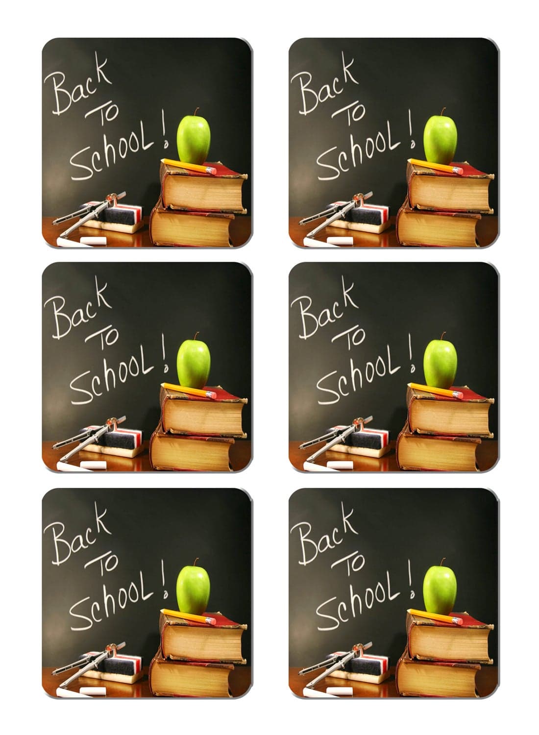 6-Piece Printed Coaster Set Multicolour 15 x 15cm
