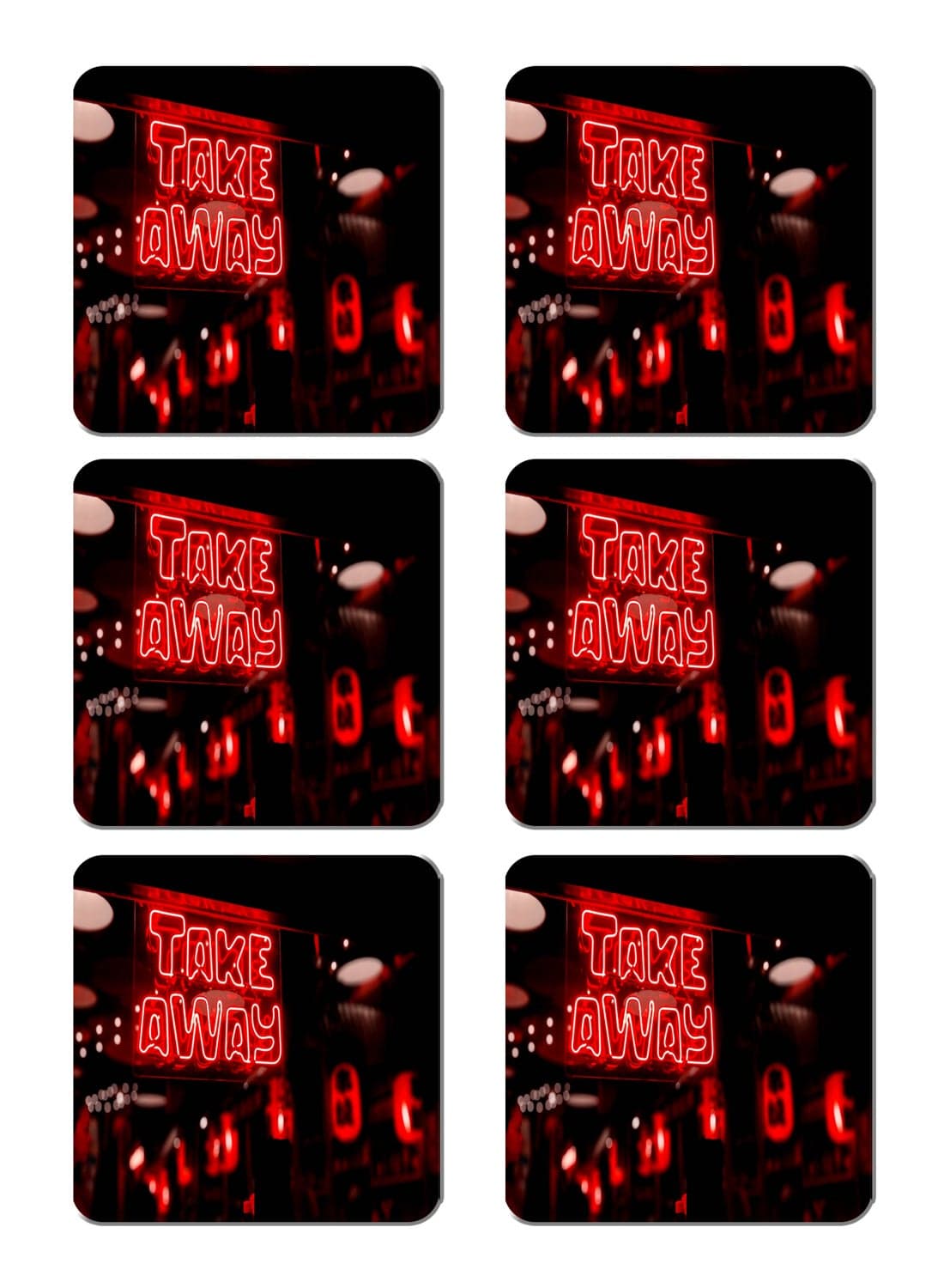 6-Piece Printed Coaster Set Multicolour 15 x 15cm