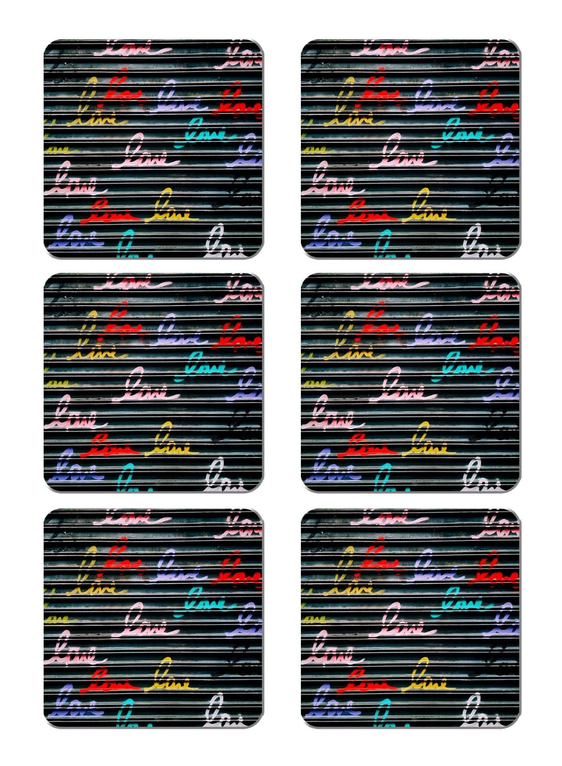 6-Piece Printed Coaster Set Multicolour 15 x 15cm