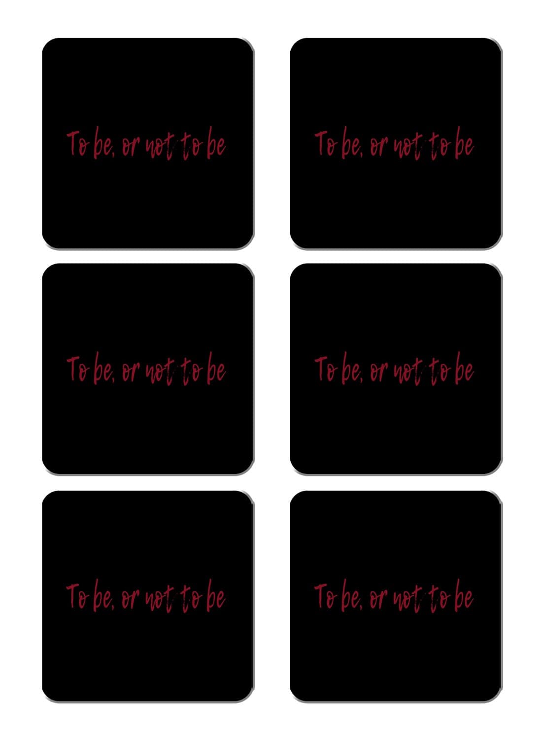 6-Piece Printed Coaster Set Black/Red 15 x 15cm