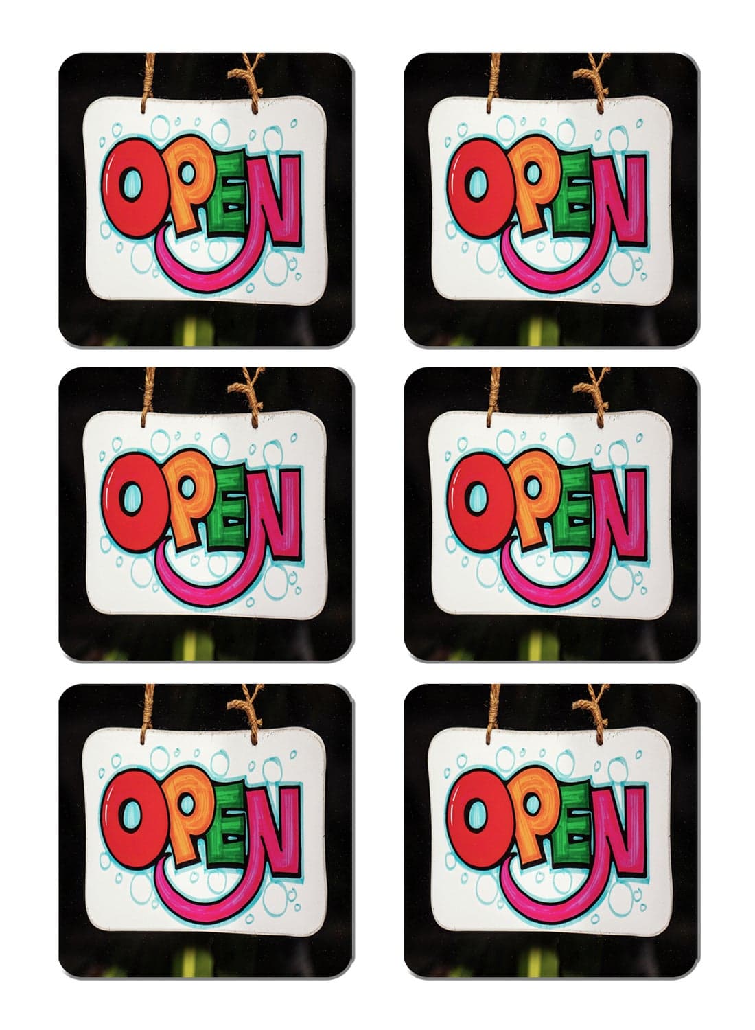 6-Piece Printed Coaster Set Multicolour 15 x 15cm