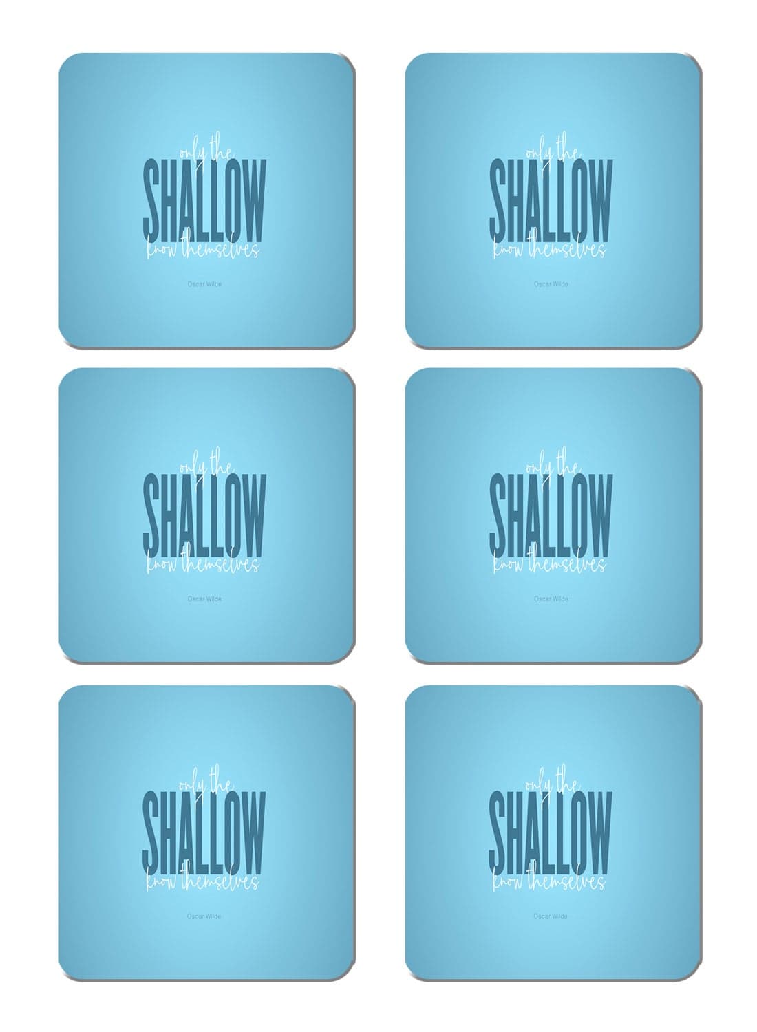 6-Piece Printed Coaster Set Blue 15 x 15cm