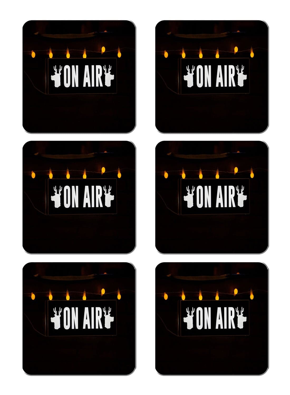 6-Piece Printed Coaster Set Black/White 15 x 15cm