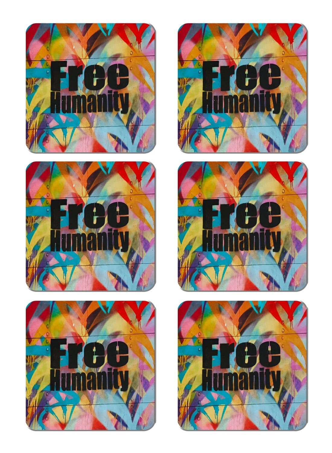 6-Piece Printed Coaster Set Multicolour 15 x 15cm
