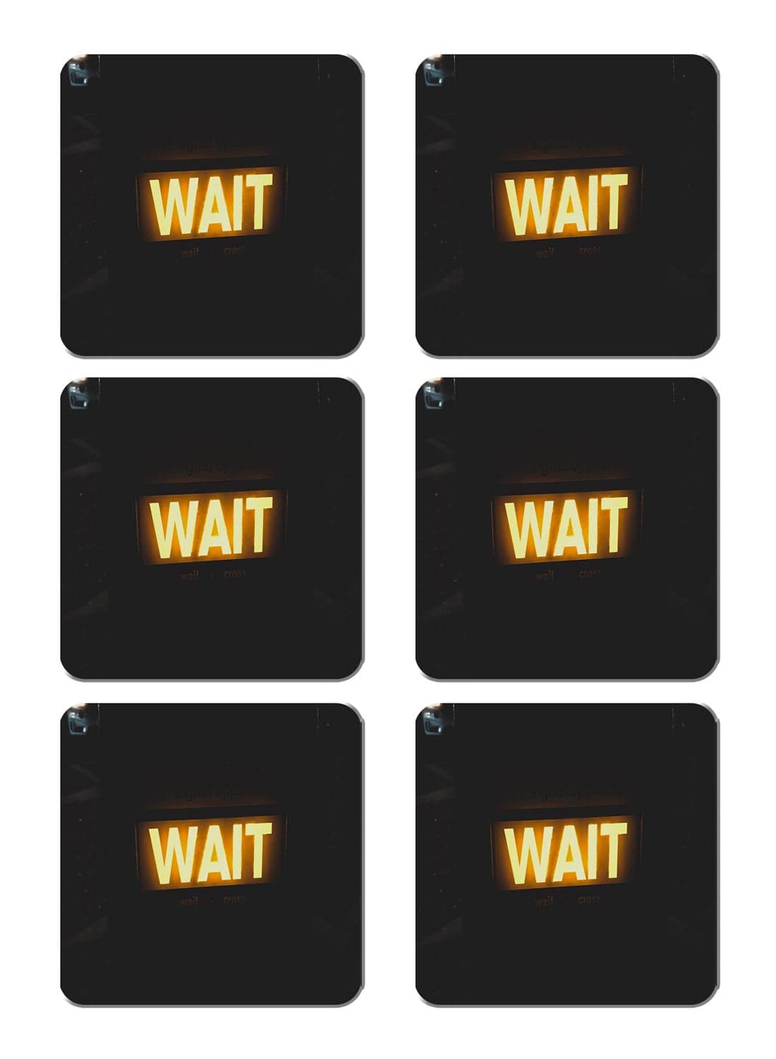 6-Piece Printed Coaster Set Yellow/Black 15 x 15cm