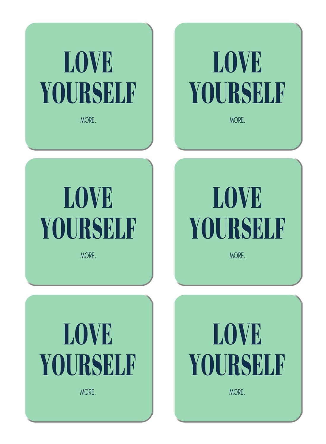 6-Piece Printed Coaster Set Green/Black 15 x 15cm