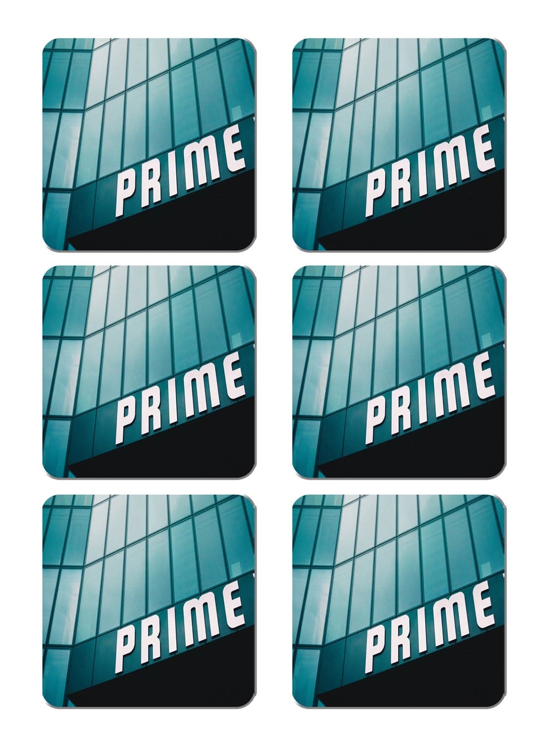 6-Piece Printed Coaster Set Blue/White 15 x 15cm