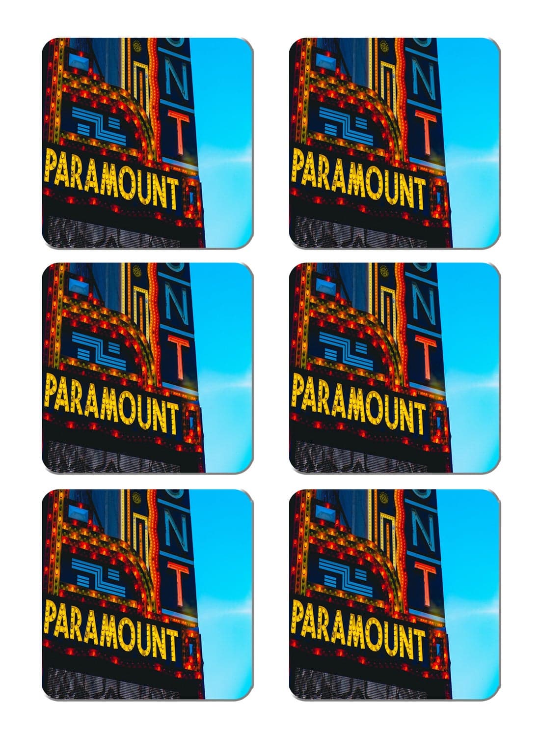 6-Piece Printed Coaster Set Multicolour 15 x 15cm