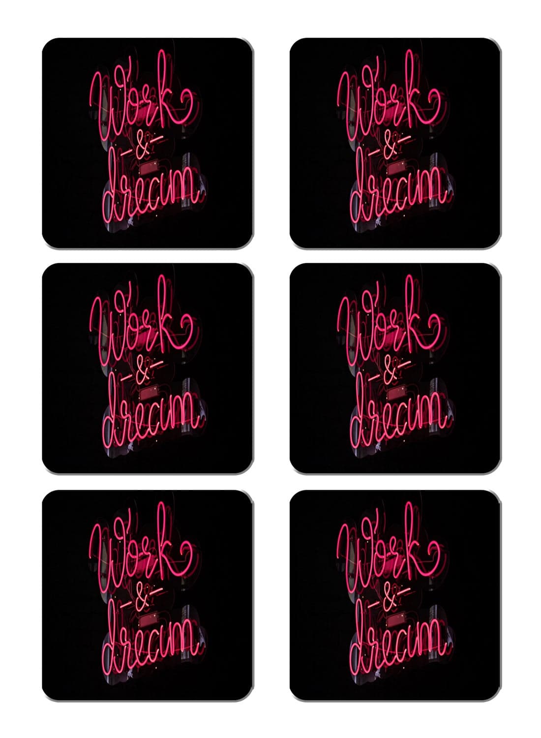 6-Piece Printed Coaster Set Multicolour 15 x 15cm