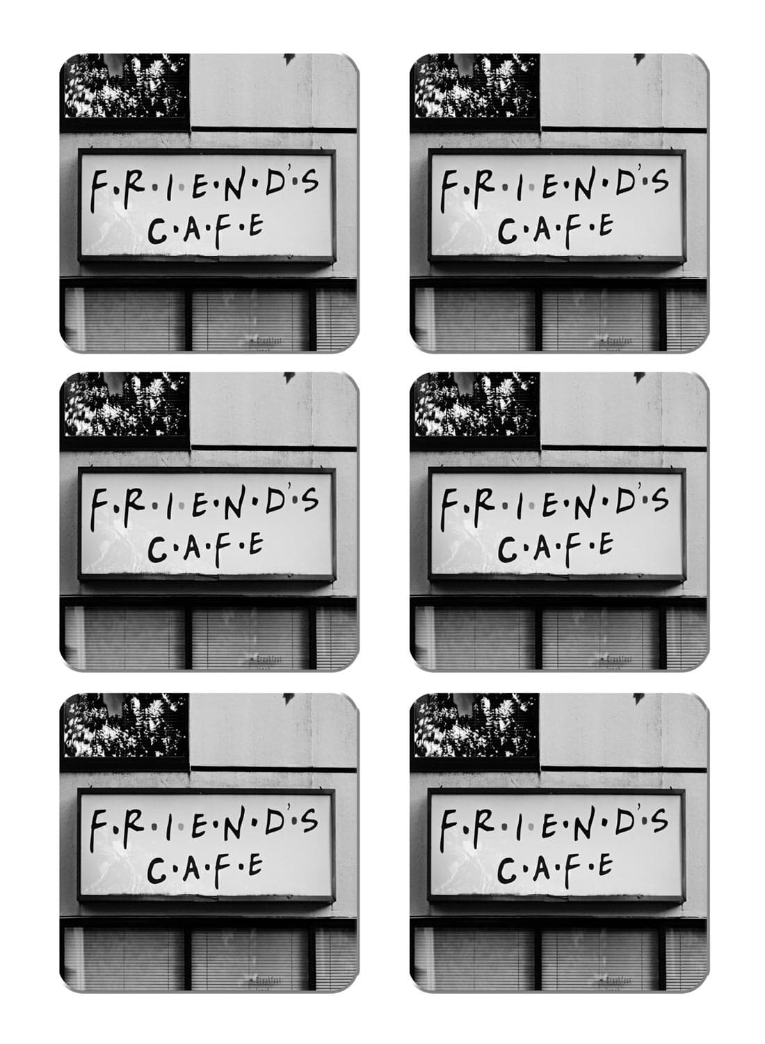 6-Piece Printed Coaster Set Grey/Black 15 x 15cm