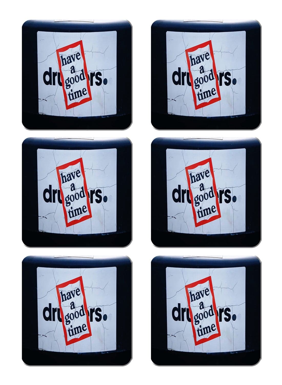 6-Piece Printed Coaster Set Multicolour 15 x 15cm