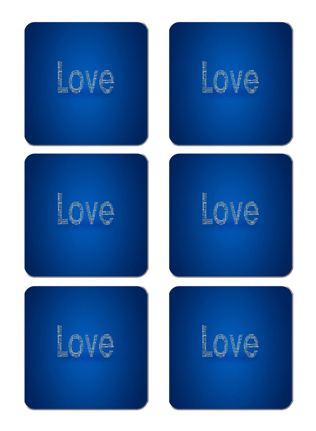 6-Piece Printed Coaster Set Blue/White 15 x 15cm