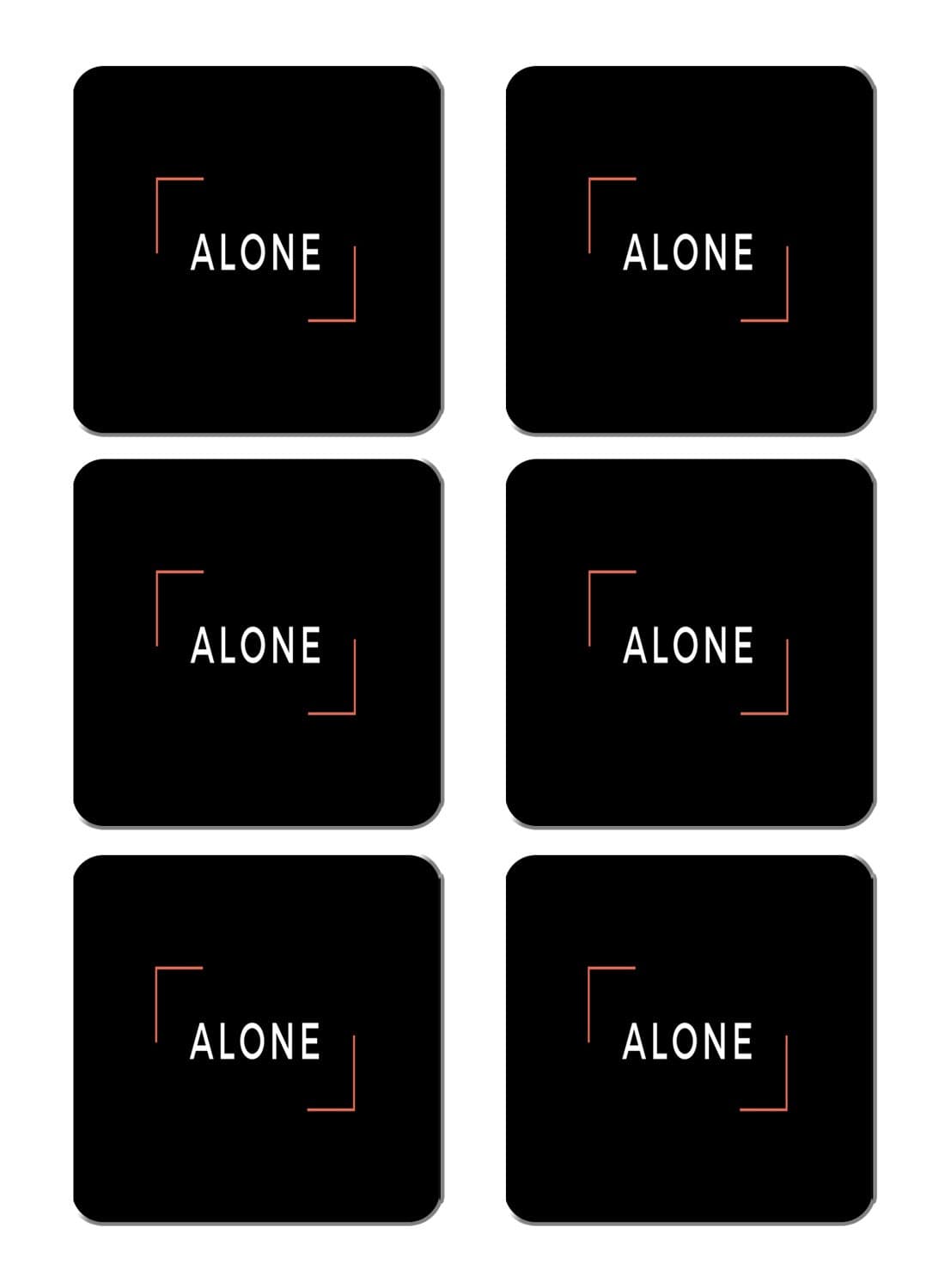 6-Piece Printed Coaster Set Black/White 15 x 15cm