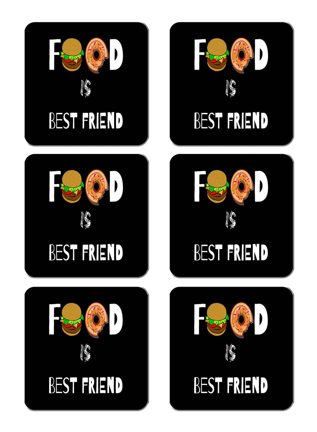 6-Piece Printed Coaster Set Multicolour 15 x 15cm