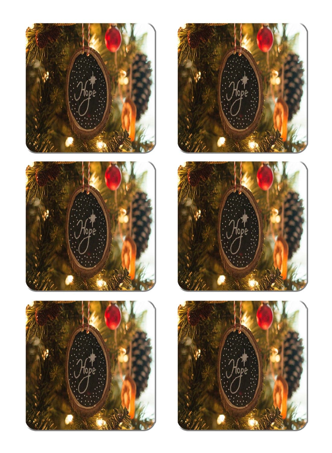 6-Piece Printed Coaster Set Multicolour 15 x 15cm