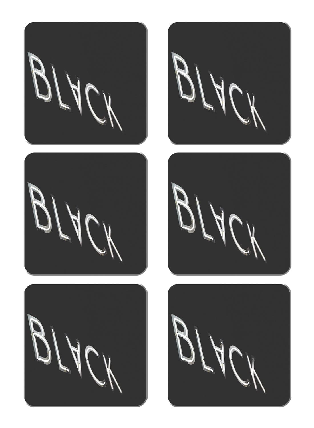6-Piece Printed Coaster Set Black/White 15 x 15cm