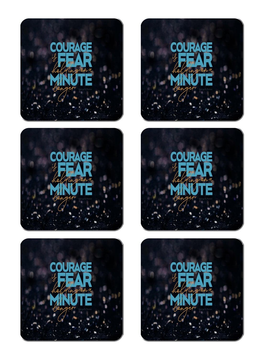 6-Piece Printed Coaster Set Multicolour 15 x 15cm