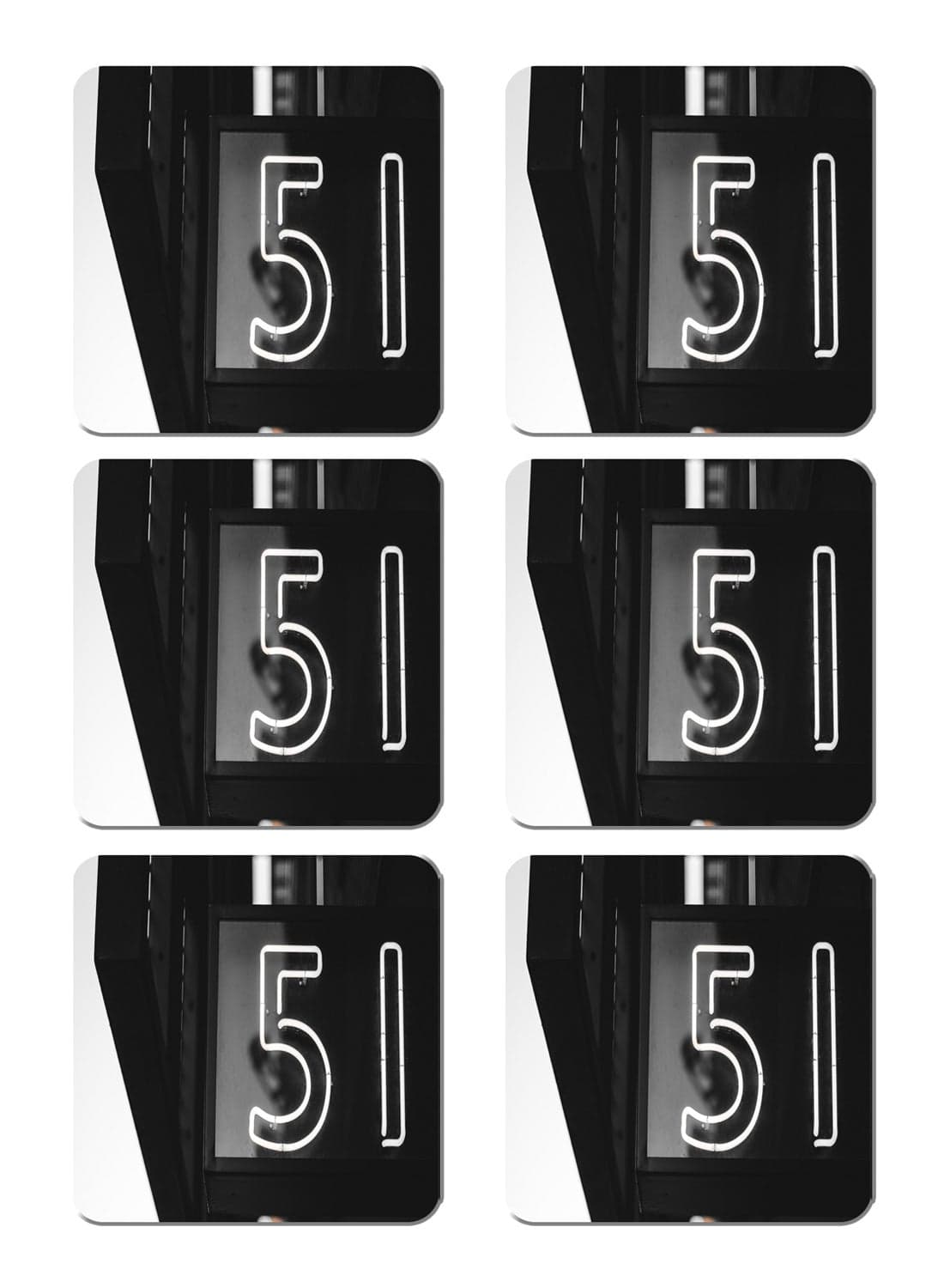 6-Piece Printed Coaster Set Black/White 15 x 15cm