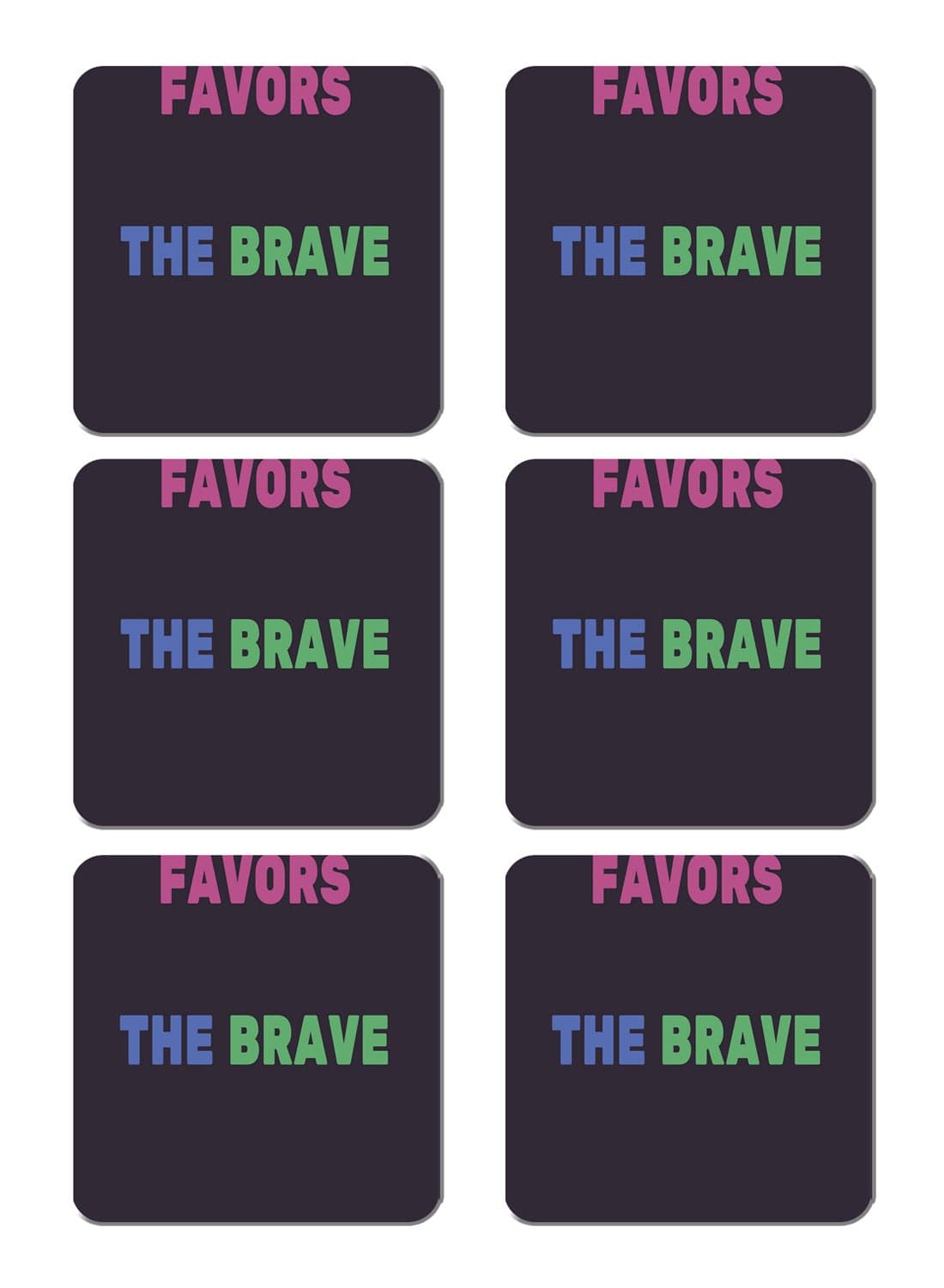 6-Piece Printed Coaster Set Multicolour 15 x 15cm