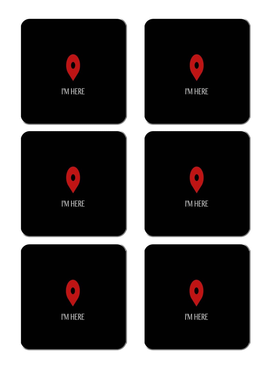 6-Piece Printed Coaster Set Black/White/Red 15 x 15cm