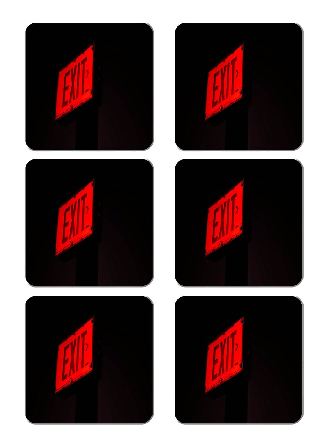 6-Piece Printed Coaster Set Black/Red 15 x 15cm