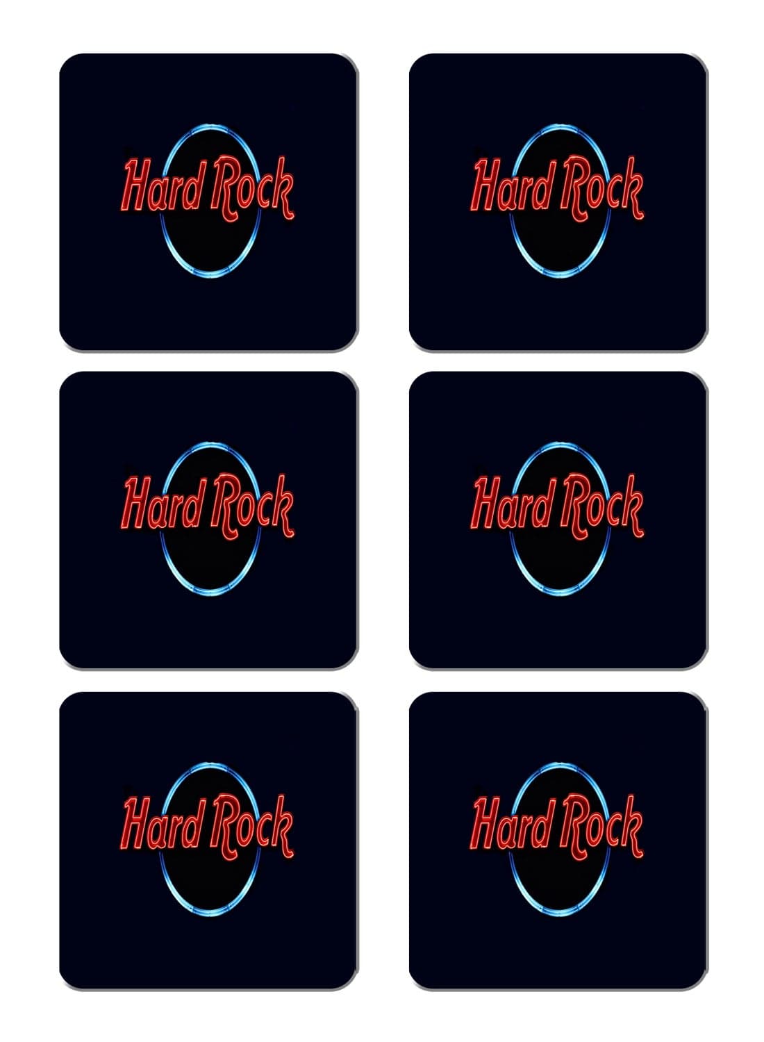 6-Piece Printed Coaster Set Black/Red/Blue 15 x 15cm