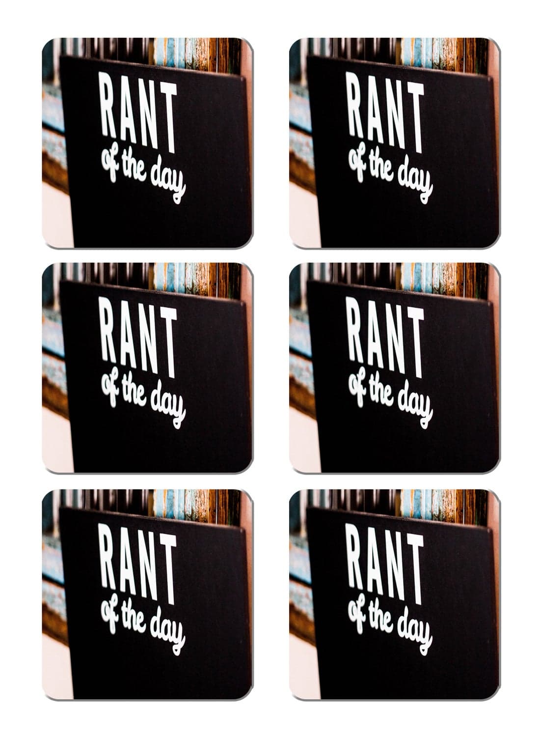6-Piece Printed Coaster Set Multicolour 15 x 15cm