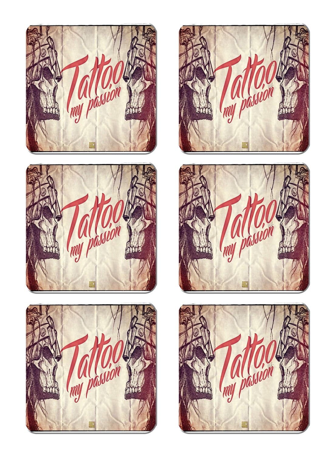 6-Piece Printed Coaster Set Multicolour 15 x 15cm