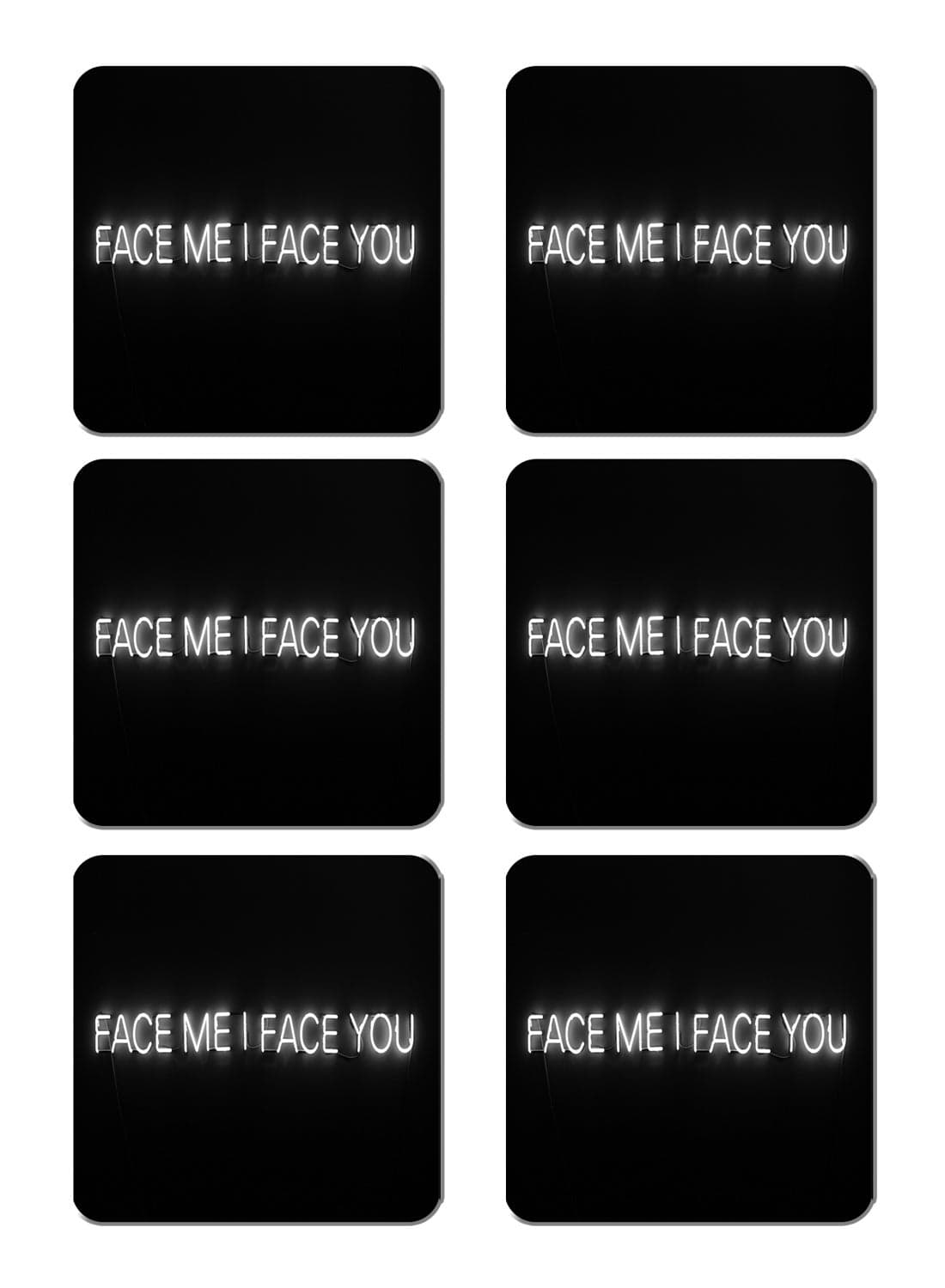 6-Piece Printed Coaster Set Black/White 15 x 15cm