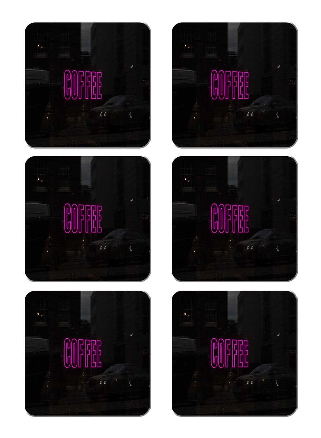 6-Piece Printed Coaster Set Multicolour 15 x 15cm