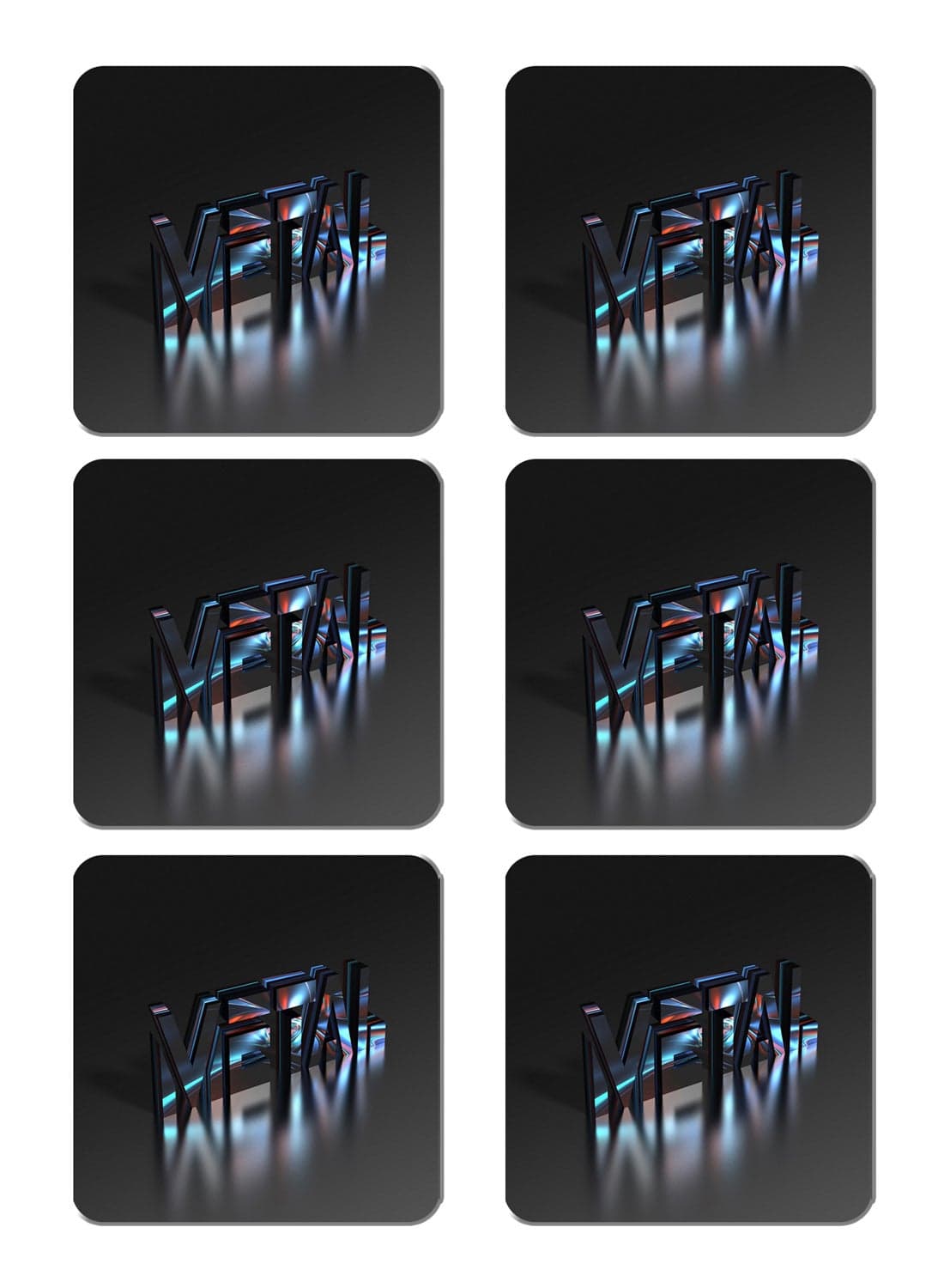 6-Piece Printed Coaster Set Multicolour 15 x 15cm