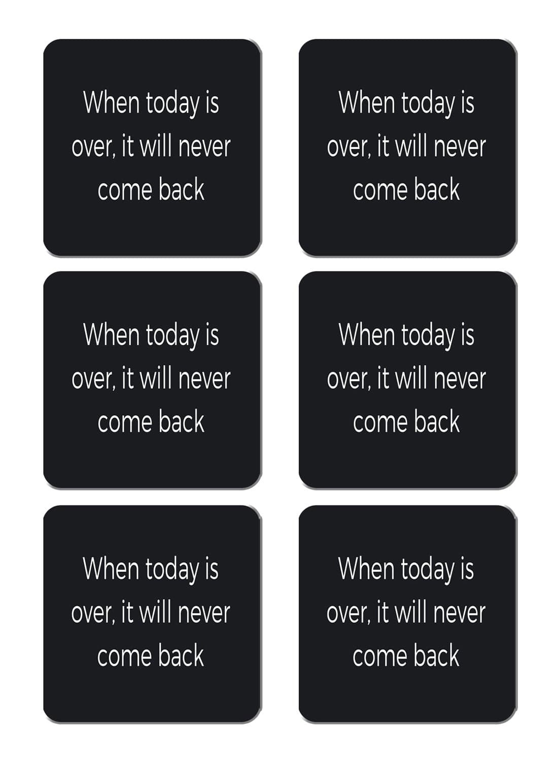 6-Piece Printed Coaster Set Black/White 15 x 15cm