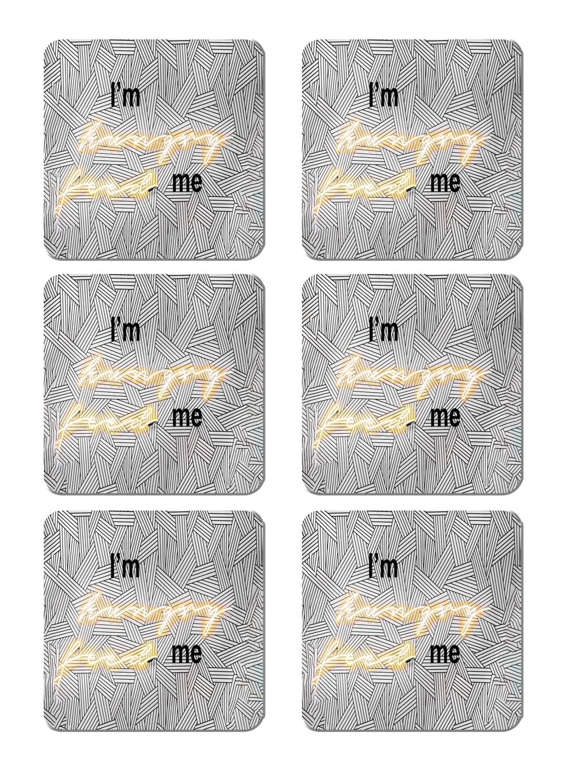 6-Piece Printed Coaster Set Multicolour 15 x 15cm