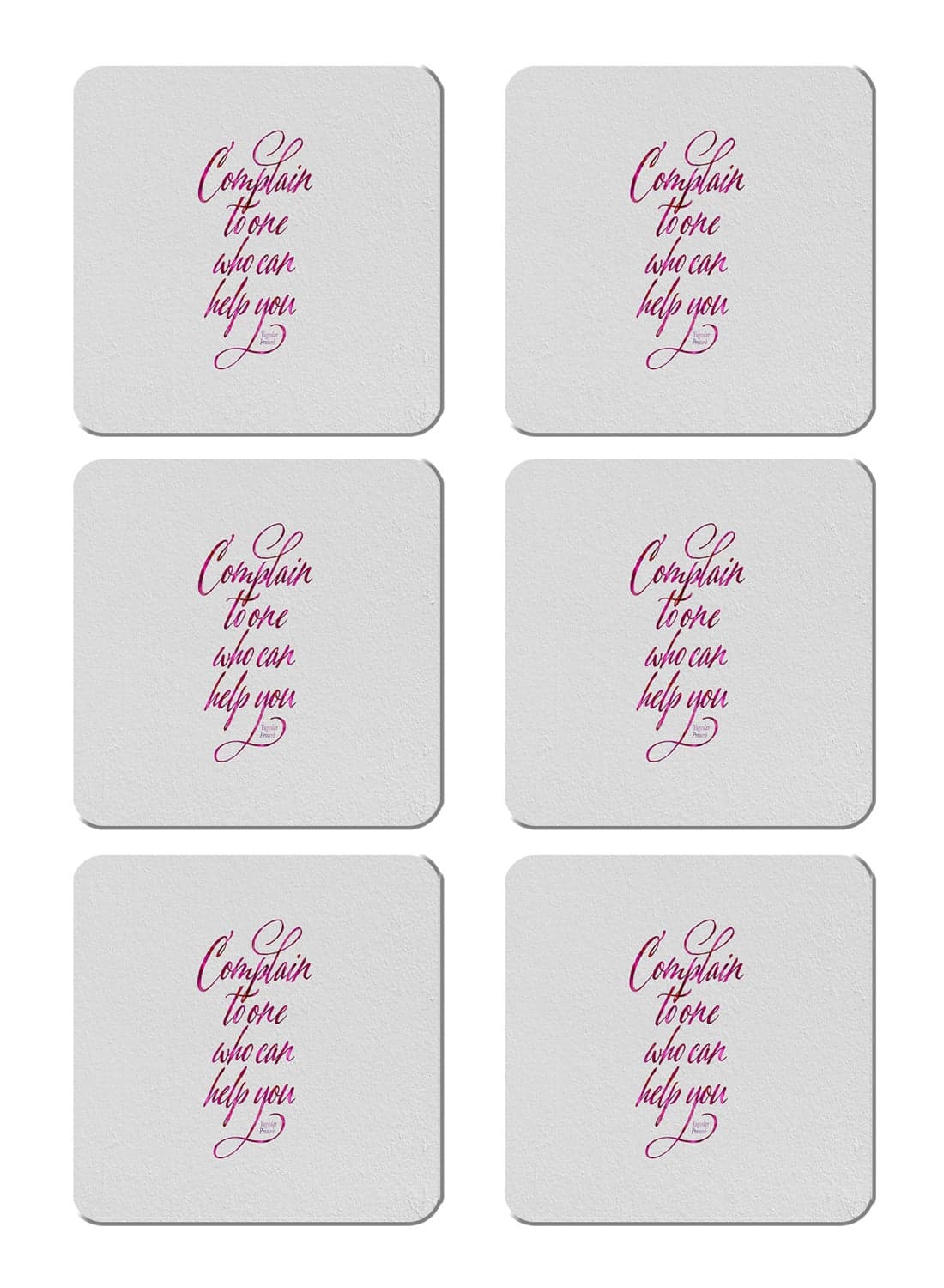 6-Piece Printed Coaster Set Grey/Pink 15 x 15cm