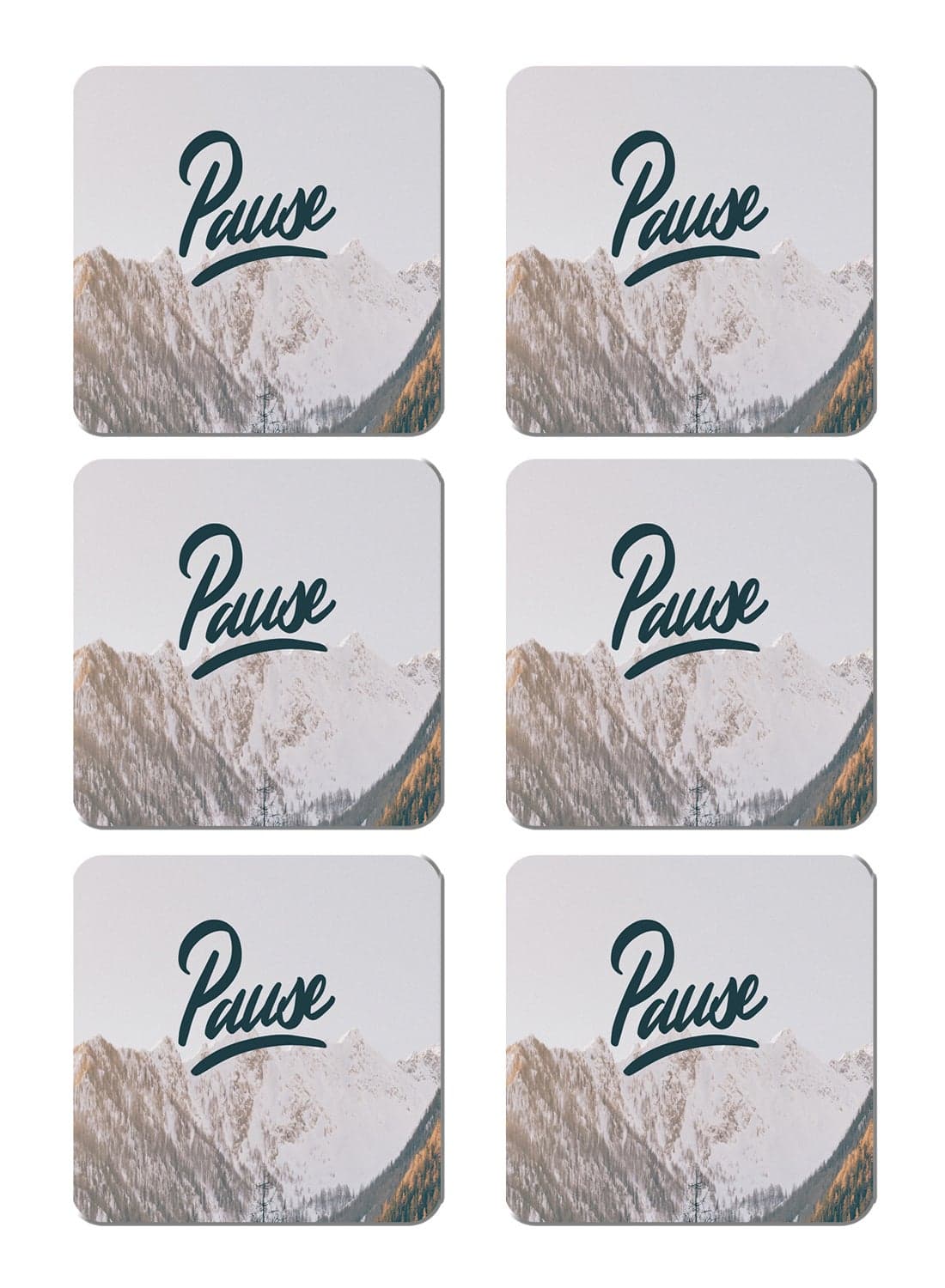 6-Piece Printed Coaster Set Multicolour 15 x 15cm
