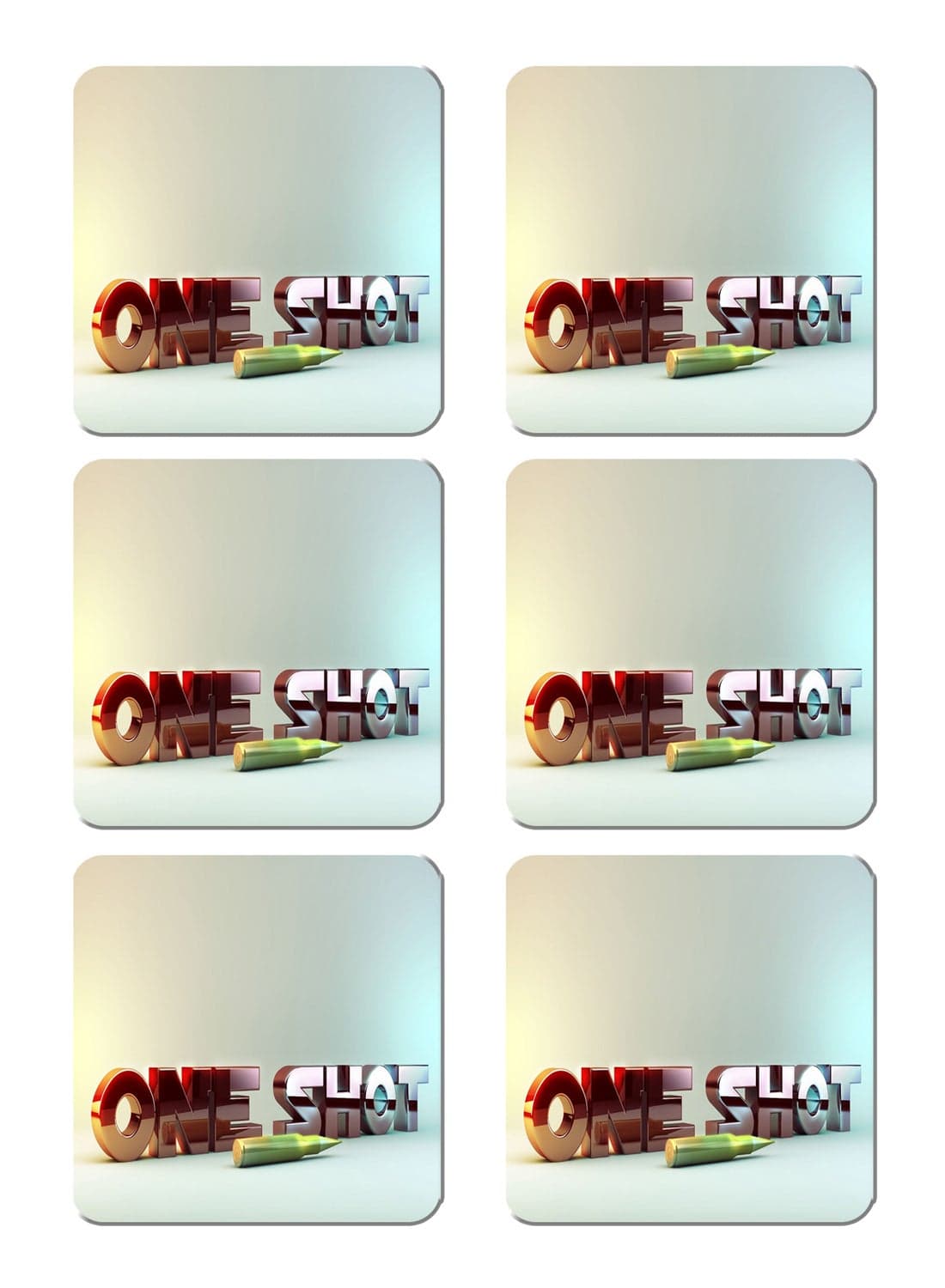 6-Piece Printed Coaster Set Multicolour 15 x 15cm