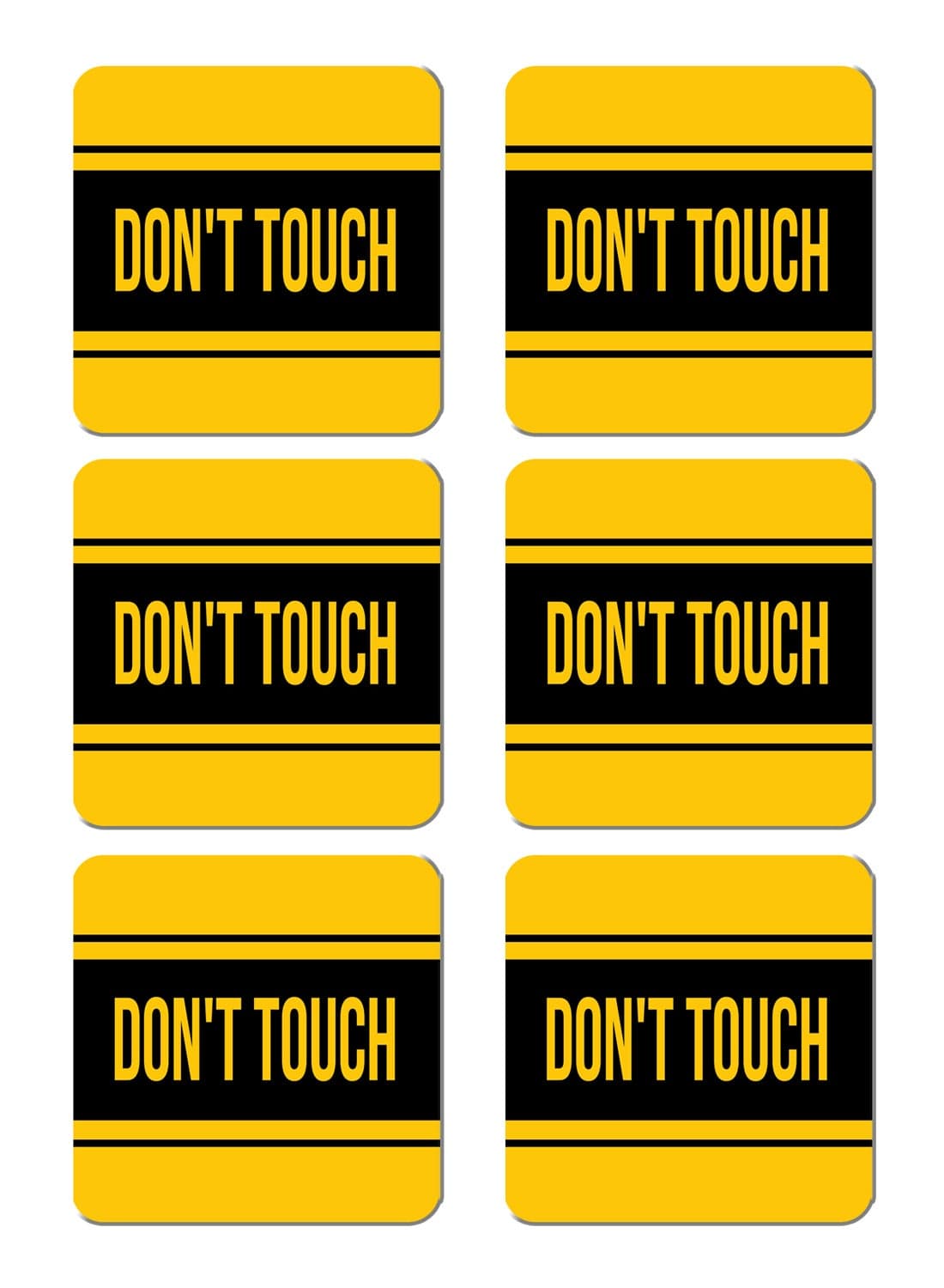 6-Piece Printed Coaster Set Black/Yellow 15 x 15cm