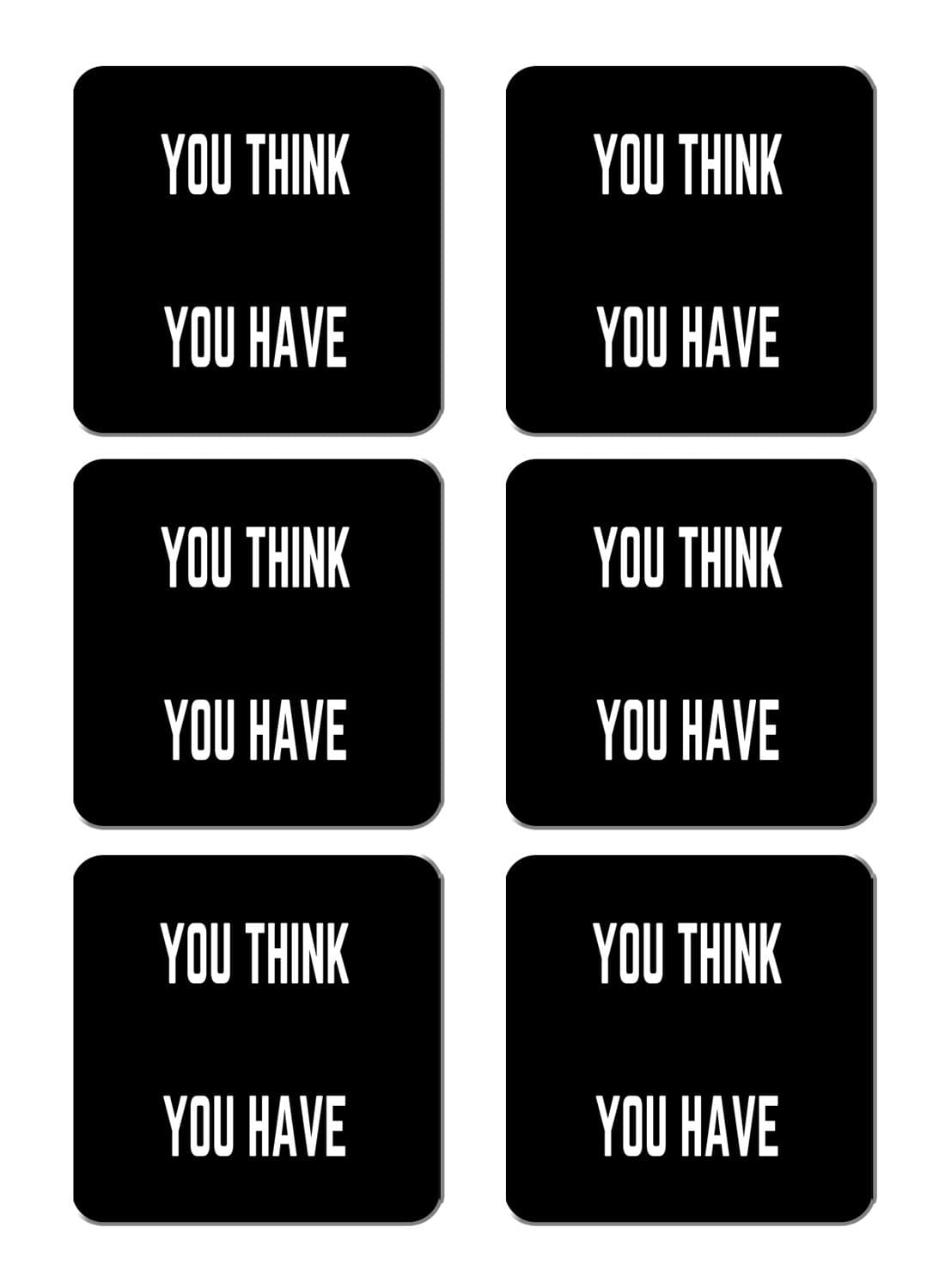 6-Piece Printed Coaster Set Black/White 15 x 15cm
