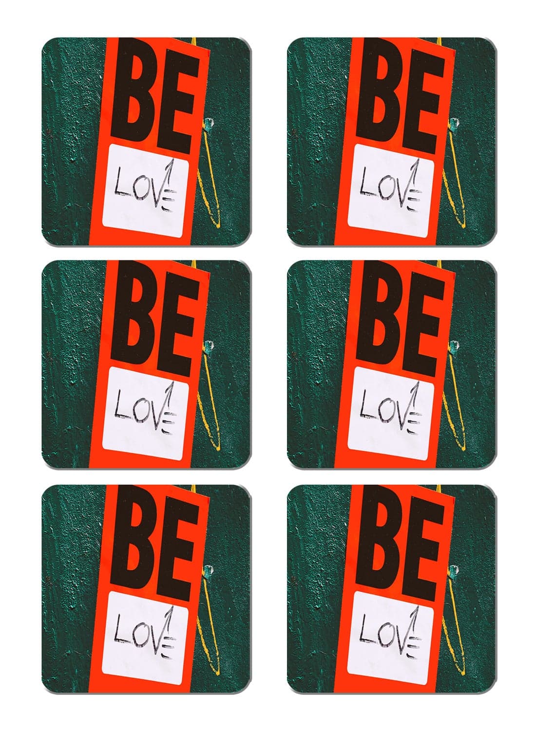 6-Piece Printed Coaster Set Multicolour 15 x 15cm