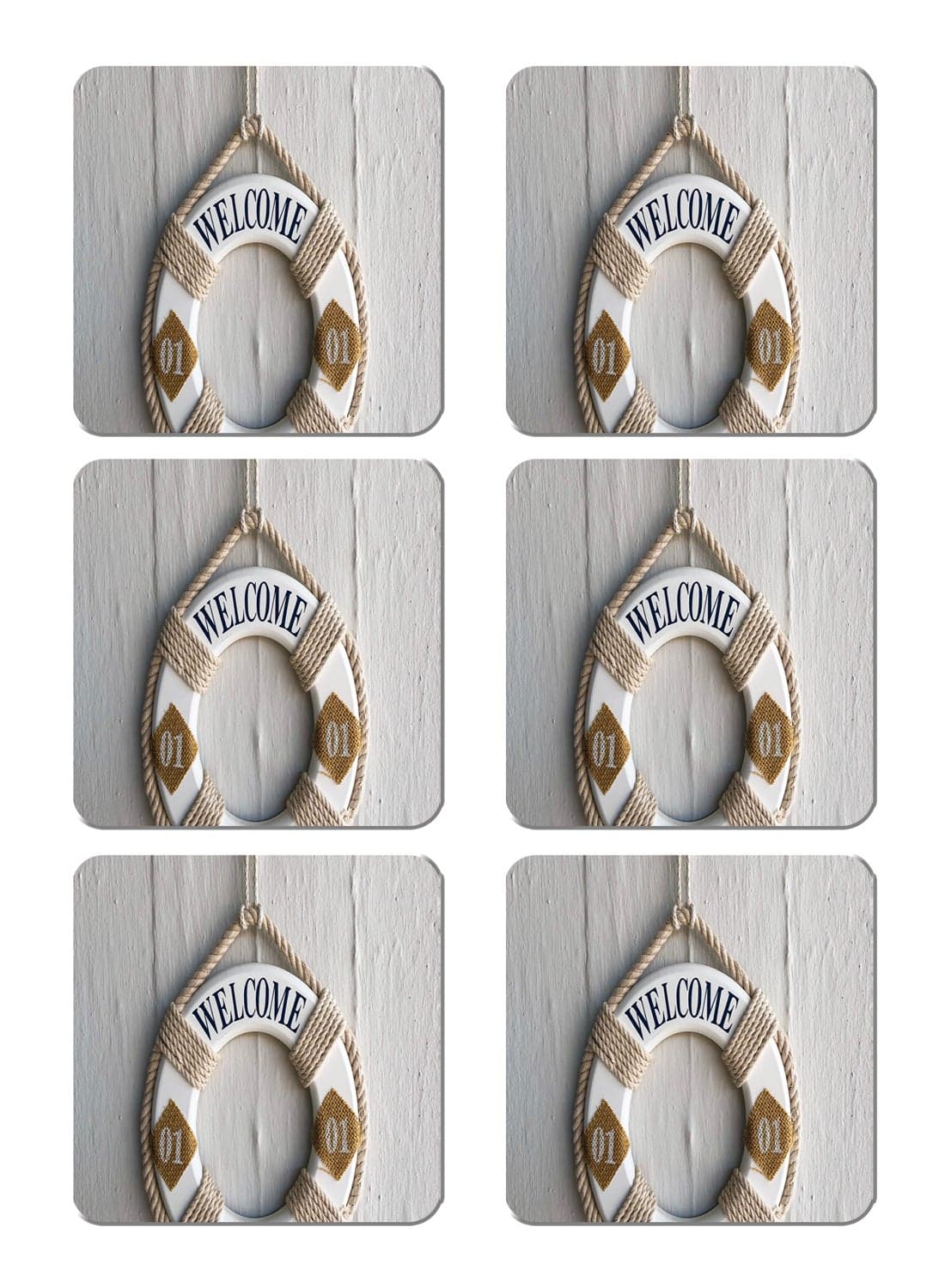 6-Piece Printed Coaster Set Multicolour 15 x 15cm