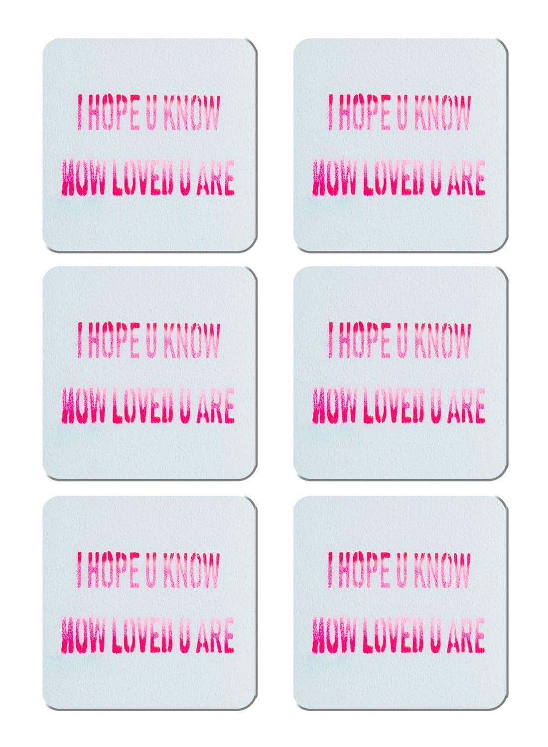 6-Piece Printed Coaster Set White/Pink 15 x 15cm