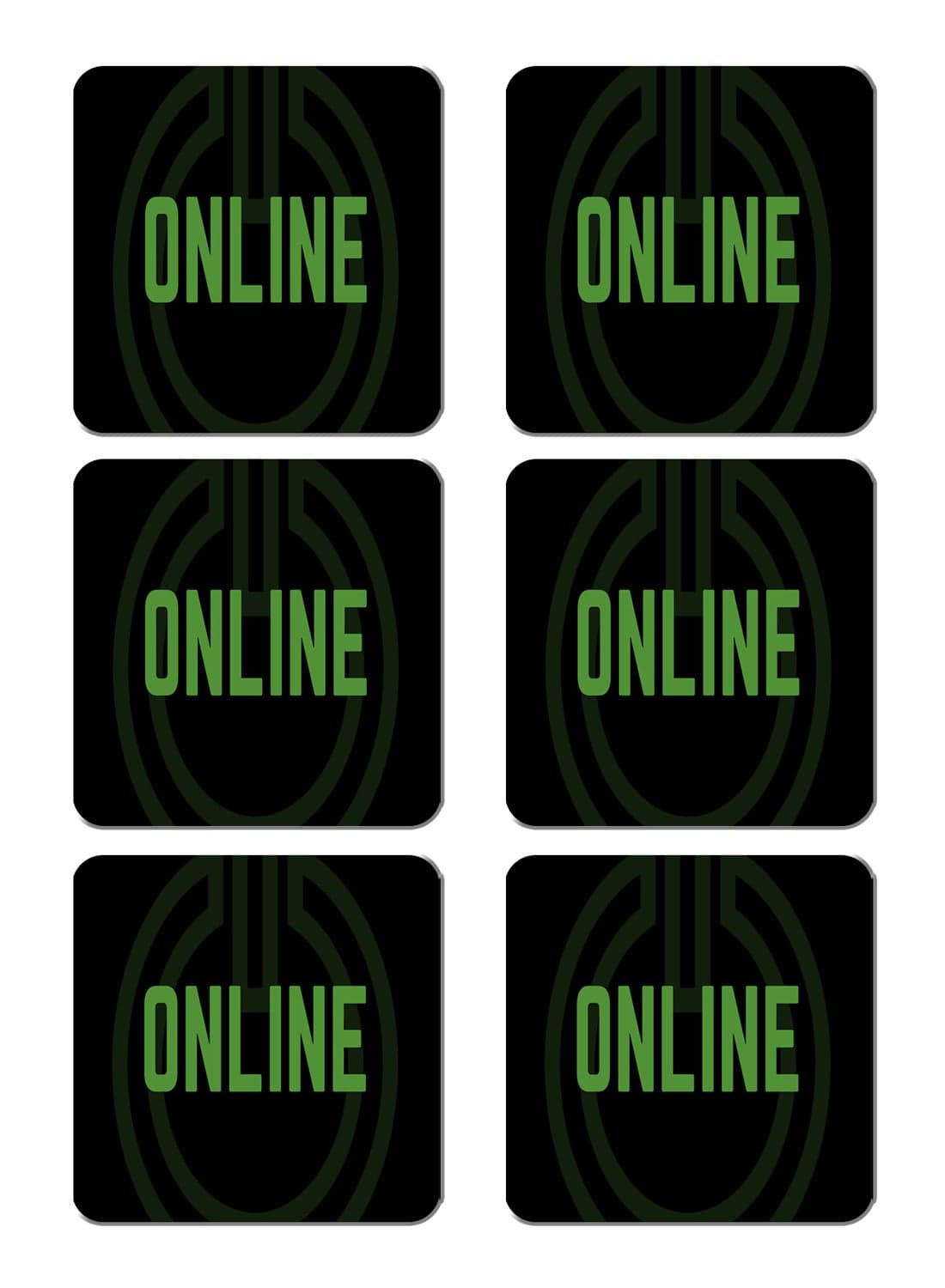 6-Piece Printed Coaster Set Black/Green 15 x 15cm