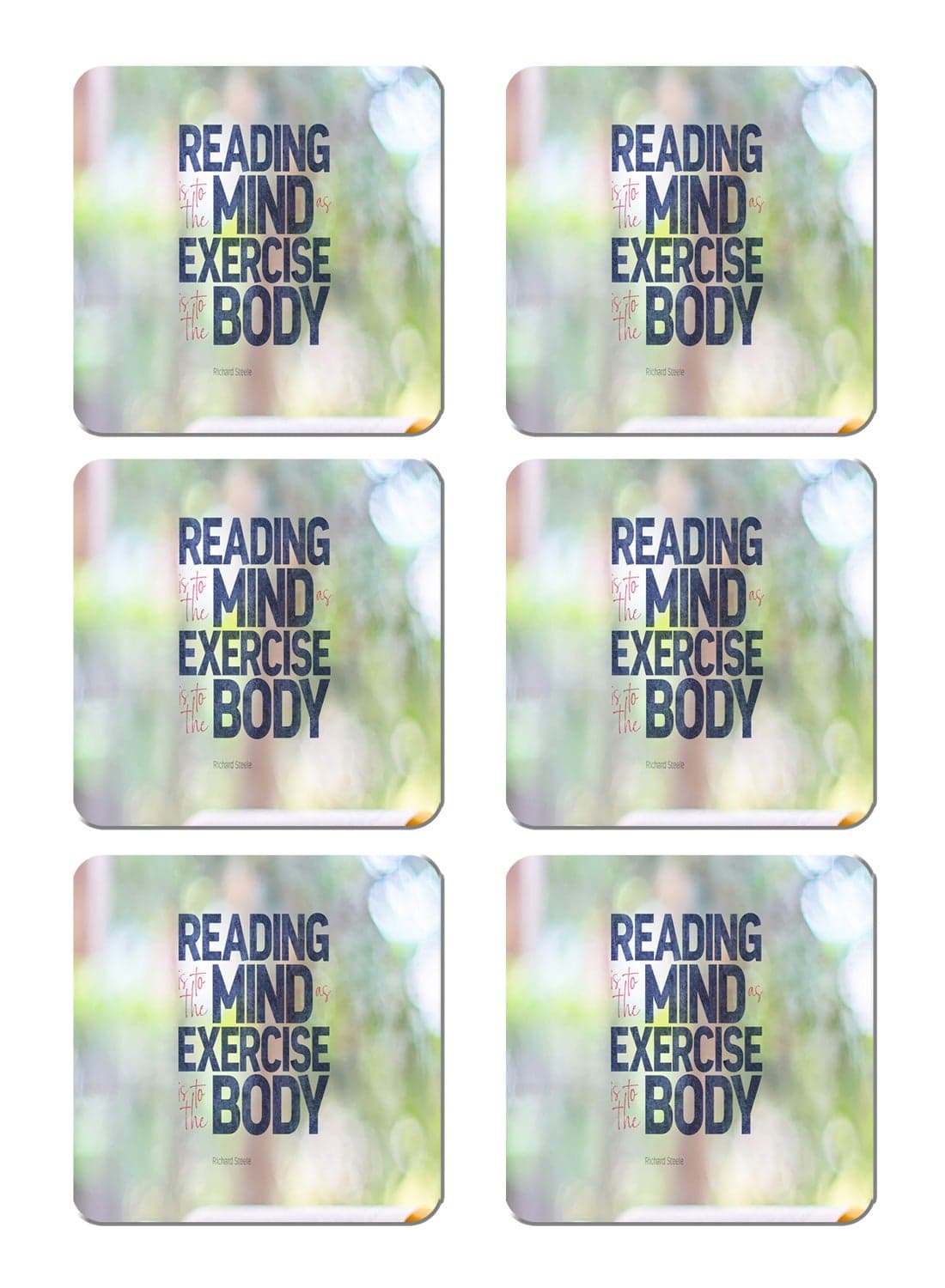 6-Piece Printed Coaster Set Multicolour 15 x 15cm