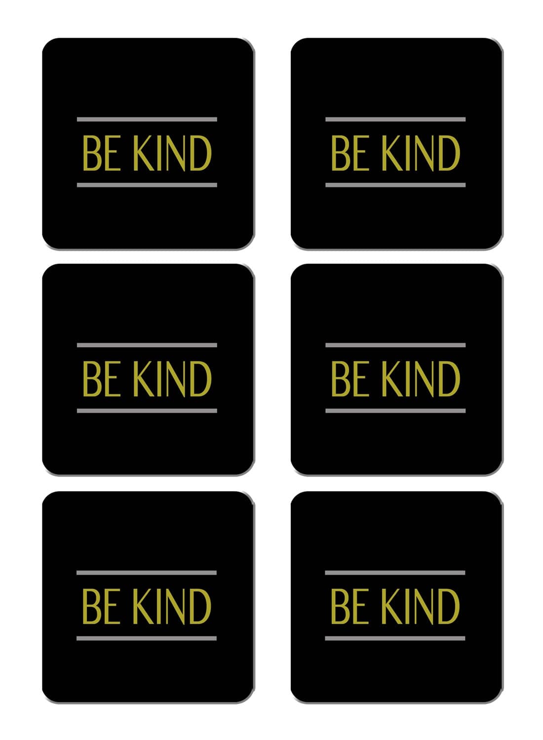 6-Piece Printed Coaster Set Black/White 15 x 15cm