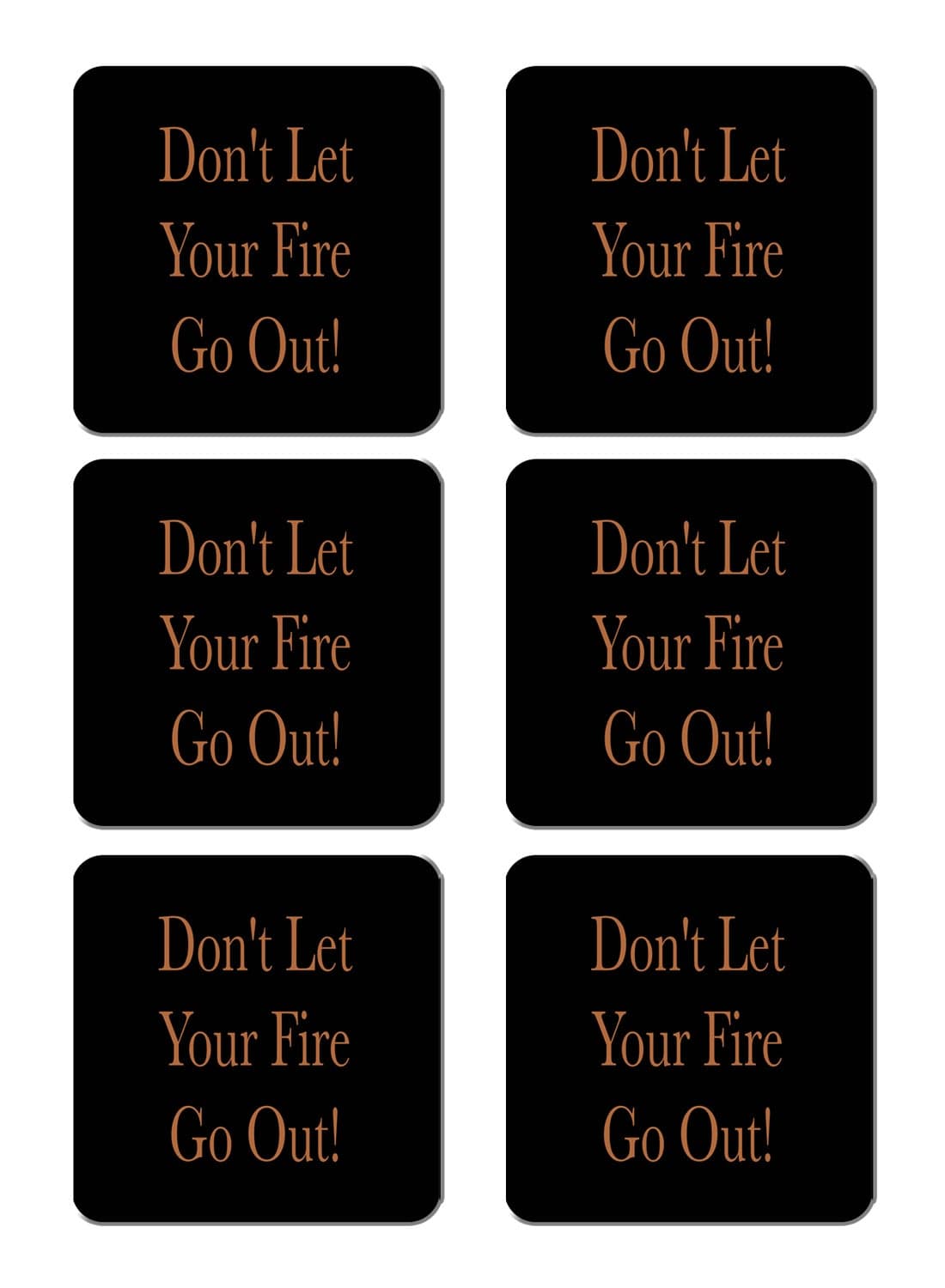 6-Piece Printed Coaster Set Black/White 15 x 15cm