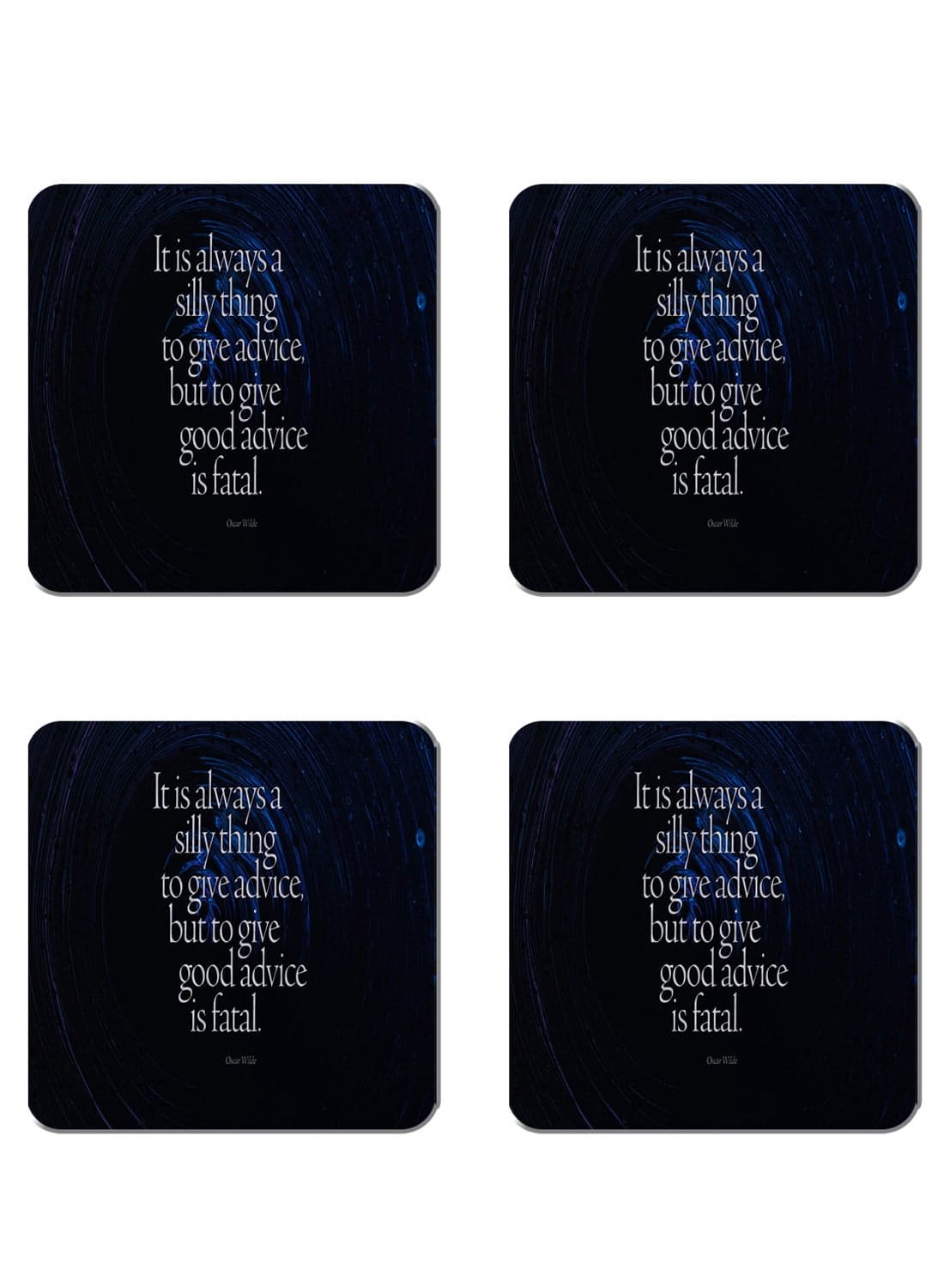 4-Piece Printed Coaster Set Black/White 15 x 15cm